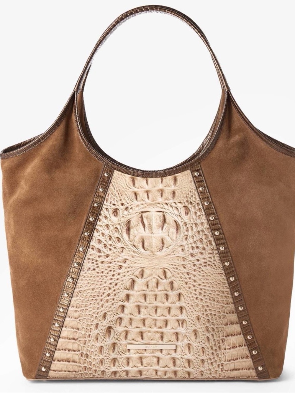 Brahmin Iona Tote in Taupe,  Suede & Croc embossed NWT